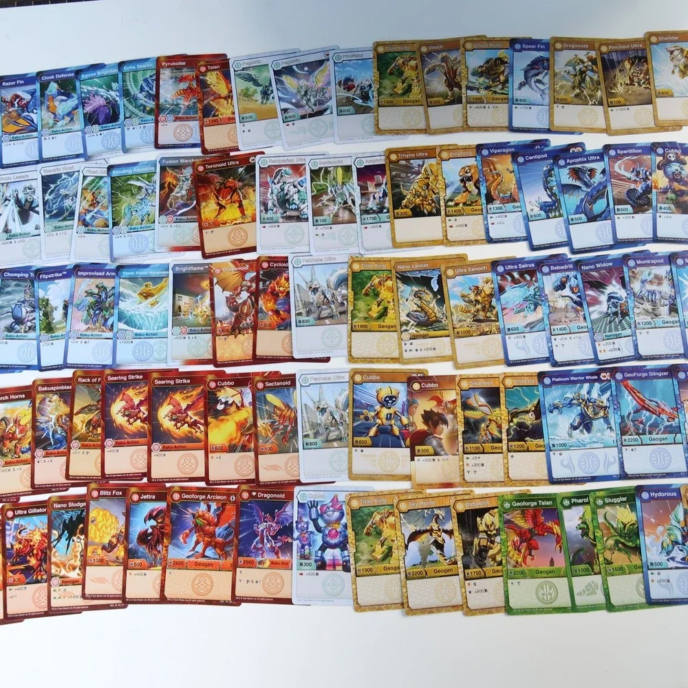 Lot of 85 Bakugan Battle Brawlers Paper Cards 1 Metal Magnetic‎ Game Set
